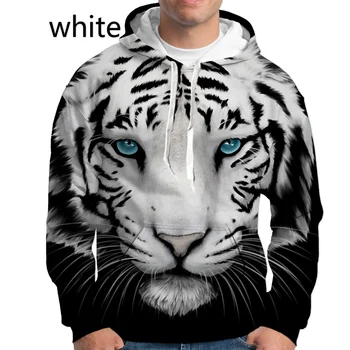 Moda barbati Hanorace Hanorac 3d White Black Tiger Print Hanorace