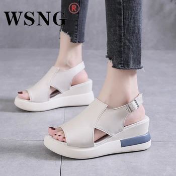 Moda De Vara Confortabil Platforma Wedge Sandale Femei Culoare Solidă Sandale Tocuri Inalte Casual Doamnelor Sandale De Curea Cataramă