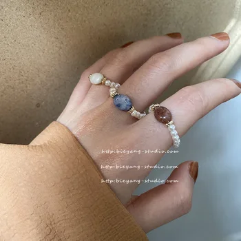 Moda Vintage Perle de Piatră Deget Inele pentru Femei Barbati Coreea Adjsutable Rotund Cerc Inel de Bijuterii de Nunta