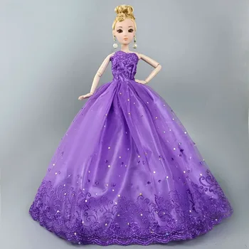 Moda Violet de Mireasa Printesa Rochie Pentru Papusa Barbie Haine de Nobil Partid Rochie de 1/6 BJD Accesorii Vestidos Mai bun Cadou Pentru Fata