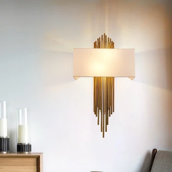 Modern de Aur din Oțel Inoxidabil LED Lampă de Perete 110 220V Pictat Baie Dormitor Noptieră noptiera Iluminare Acasă
