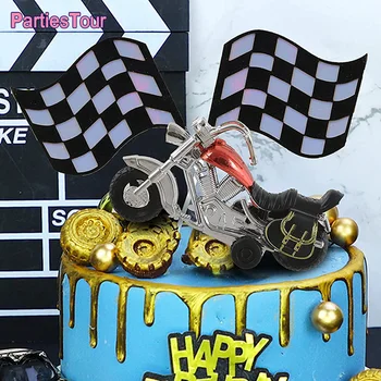 Motocicleta Tort Fân Decoratiuni Scuter Cupcake Toppers Motocicleta Happy Birthday Cake Topper pentru Băiat Ziua de naștere a Omului de Partid