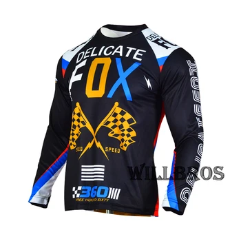 MX Jersey Delicate Fox 360 Rohr Motocross tricou Enduro BMX Dirt Bike Biciclete Maneca Lunga ATV-UTV Ciclism Bărbați Moto Haine