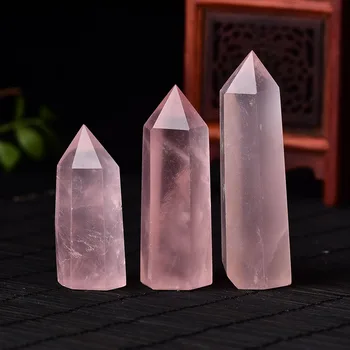 Naturale Cristal de Cuart roz Punctul de Piatră de Vindecare Prisme Hexagonale 50-80mm Obelisc Bagheta Tratament Ornamente de Piatră DIY Cadou 1 BUC
