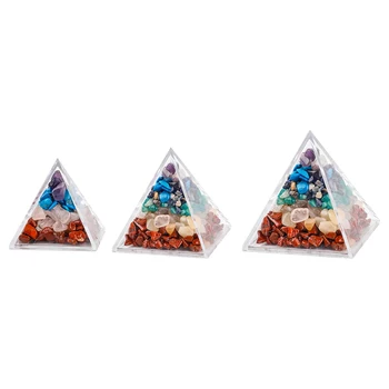 Naturale Cristal Decorative Piramidă De Piatră Acrilic Cutie Amestecat Minerale Birou, Studio De Yoga Cuarț Feng Shui Ornament
