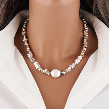 naturale de apă dulce colier de perle Baroc pearl bijuterii de sex feminin nunta oțel titan accesorii 2022 trend