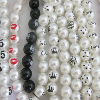 NBNKVW Mijloc Gaura de 10MM Rotund Culoare Crem Imprimate Plastic Perla Îmbrăcăminte Margele Pentru Cercel 100buc Bijuterii DIY Concluziile