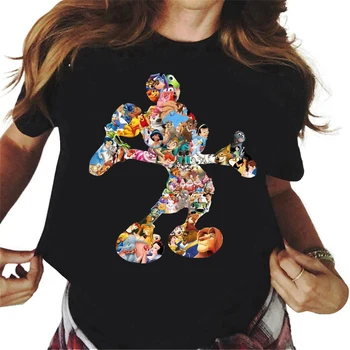 Noi Disney Minnie Mickey Mouse Print T Shirt Kawaii Femei Topuri Harajuku Drăguț Doamnelor Moda Trend Tineri tricouri de Vara