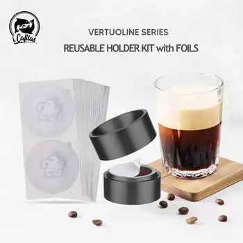 NOI icafilas Reutilizabile Vertuo Suport de Capsulă Refill Kit pentru Nespresso Vertuoline Pod cu 100 Buc Folie de Aluminiu Garnituri