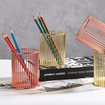 Noi INS Desktop Suport Stilou de Birou Școală de Stocare de Caz de Metal de Aur a Crescut Aur Box Birou Creion Organizator Decor Acasă Machiaj de Stocare