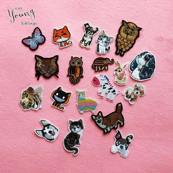 noi sosesc de Cusut Animale desene animate câine pisică fluture patch-uri de fier pe haine Broderie Tesatura Insigne, Autocolante DIY accesorii