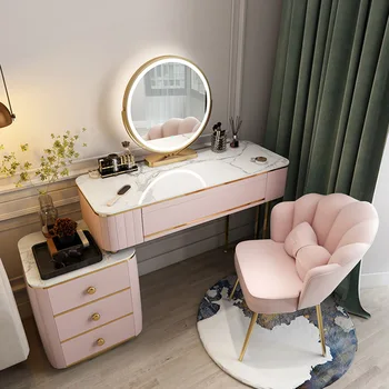 Nordic Light Lux Ardezie Masa de toaleta LED Smart Mirror Multifuncțional de Stocare Cabinet de Stocare O Masă de Mobilier de Dormitor