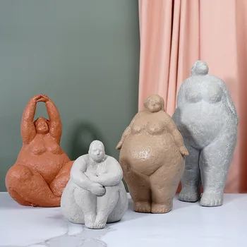 Nordic Rășină Doamna Grasă Abstract Figurine Creative Femeie Ornament Statuie De Epocă Cameră Acasă Masa De Birou Cadouri Artizanat Decor