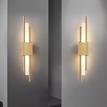 Nou, Modern, Elegant LED Lampă de Perete Nordic 50cm Sus în Jos, de Aur Negru Acrilic Țeava pentru Camera de zi Dormitor Noptieră Decor Sconces Lumina