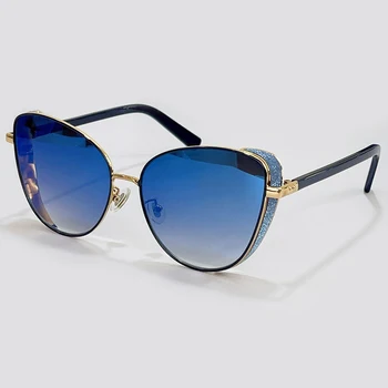 Noua Moda Ochi de Pisică ochelari de Soare Femei Barbati Designer de Brand de Lux Bling Ochelari de Soare Cu Lanț de sex Feminin gafas de sol hombre UV400