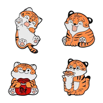 Noul Zodiac Animal Brosa Din Aliaj De Desene Animate Drăguț Raport Avere Mic Tigru Formă Email De Îmbrăcăminte Rucsac Brosa Ace De Rever Insigna