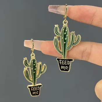 Noutatea Moda Email Cactus Stud Cercel Pentru Femei, Fete La Modă De Vară Curcubeu Metal Frunze Cercei Bijuterii Cadou 2022