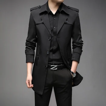 Nouă Primăvară Bărbați Șanț De Moda Anglia Stil Lung Trenci Haine Barbati Casual Îmbrăcăminte Jachete Hanorac Brand De Haine Pentru Barbati 2022