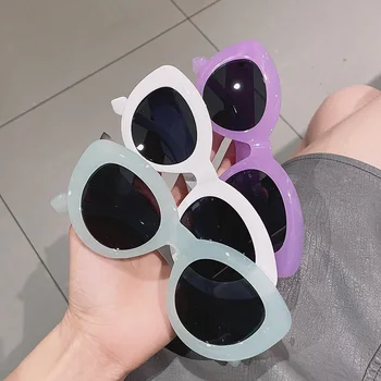 Ochi de pisica ochelari de Soare pentru Femei ins Fierbinte Populare de Moda Retro Jeleu de Culoare Nuante UV400 Ochelari de Bărbați Verde Roz Violet Ochelari de Soare UV400