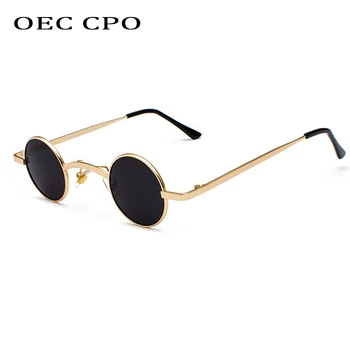 OEC CPO Moda Noua Doamnelor Rotund ochelari de Soare Femei Mici Nuante de Design de Brand Metal Bărbați Ochelari de Soare Pentru Femei Nuante O89
