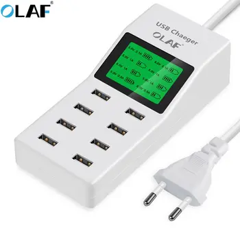 OLAF 8 Porturi USB Încărcător de Perete LED Display Ecran UE Plug Adaptor Încărcător de Telefon Mobil pentru iPhone, Samsung, Xiaomi USB Încărcător