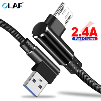 OLAF Micro USB Cablu de 90 de Grade, Cablu USB 1m 2m 3m Pentru Samsung S7 Xiaomi Smartphone Android Telefon Usb C Cablu de 2.4 O Încărcare Rapidă