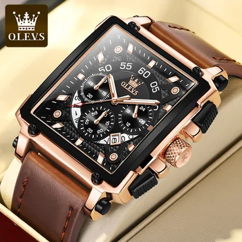 OLEVS Bărbați ceasuri din Oțel Inoxidabil Cuarț Ceas pentru Bărbați Impermeabil Luminos Ceas Data din Piele ceas