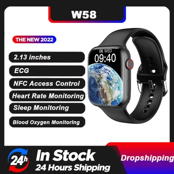 Original W58 Ceas Inteligent Bărbați Seria 8 2.13 cm 428*518 Rezoluție Ecran NFC Smartwatch Bluetooth Wireless de Încărcare Ultra PK
