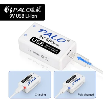 PALO 9V 650mAh li-ion baterie Reîncărcabilă USB Micro Baterii litiu 9V pentru Multimetru Microfon cu Control de la Distanță Jucărie KTV Utilizare