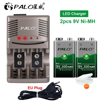 PALO 9v 6F22 300mAh Ni-MH NiMH 9 Volți Baterii Reincarcabile + Incarcator Pentru 6F22 9V NiCd NiMh Li-ion Baterii Reîncărcabile
