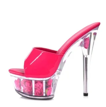 Pantofi pentru Femeie Sandale cu Platforma Summer Rose Sandale Slide-uri Nunta, pantofi de Club de noapte Sexy 15cm Pantofi cu toc Înalt, Plus-size 34-44
