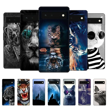 Pentru Google Pixel 6 Caz Pentru Google Pixel 6 Pro Caz Pentru Pixel6 Pixel 6Pro Caz Moale Funda neagra tpu caz leu, tigru, lup, pisica
