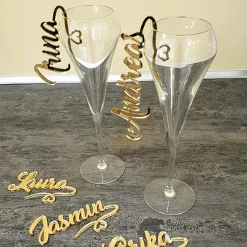 Personalizate, Pahare de Vin Cupa Decor tăiat cu laser Nume Personalizat vin farmec Masă de Nuntă Numele Setare Loc cadou pentru oaspeții