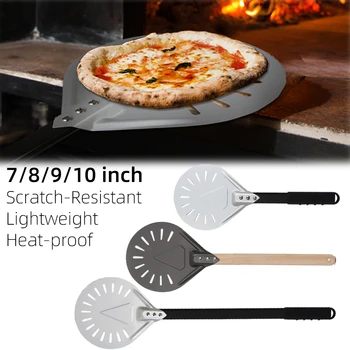 Pizza Mică Lopată De Cotitură Paleta Pizza Rotundă Instrument Mâner De Lemn Cuptor Accesorii 7 8 9 Inch Pizza Lopata Din Aluminiu Se Lipeasca