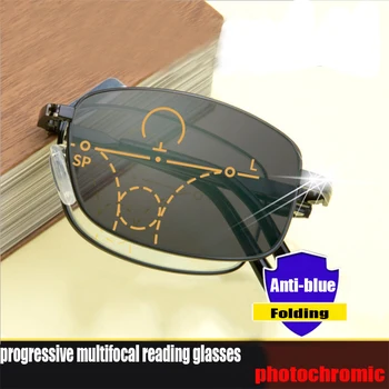 Pliante Anti-Raze albastre multifocală progresivă ochelari de citit fotocromatică bifocale Miopie Hipermetropie Glasse cu Cazul 1.5 2.5
