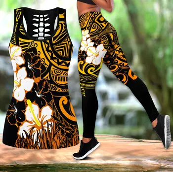 Pohnpei Polineziene Tatuaj Turtle Flori 3D Peste Tot Printed Legging & Rezervor de top Sexy Elastic de sex Feminin Jambiere Slab de DDK42