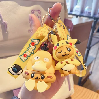 pokemon brelocuri pikachu Creator de desene animate anime cheie lanț Ornamente păpuși Eevee Psyduck Rowlet pentru copii jucarii geanta pandantiv cadouri