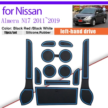 Praf-dovada Pad pentru Nissan Almera Versa Sunny N17 Latio 2011~2019 Depozitare Cauciuc Mat Usa Slot Groove Cupa Perna Coaster Auto