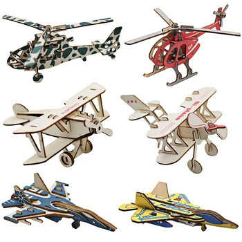 Puzzle 3D Avioane din Lemn Modele Război MONDIAL Mini Avion Elicopter Aldult Asamblare Model Diy Kituri de constructie Jucarii Copii Cadou de Ziua de nastere