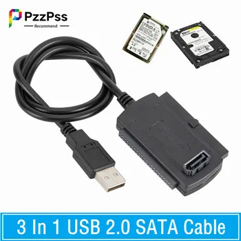 PzzPss 3 in 1 USB 2.0 IDE SATA 5.25 S-ATA 2.5 3.5 Inch Hard Disk HDD Cablu Adaptor Pentru PC, Laptop Converter