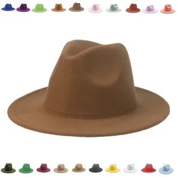 Pălării pentru Femei de Lux, Palarie Fedora Femei Panama Solid Margine Largă de Iarnă Bărbați Pălărie de Epocă Alb-Negru de Nunta Formale Sombrero Hombre