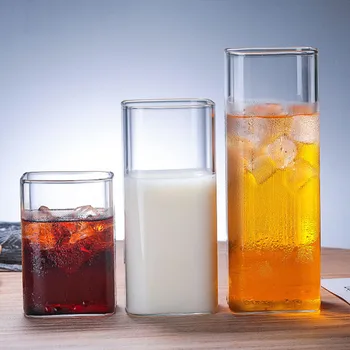 Pătrat de Sticlă Ceașcă Reuseable Transparent cu Gheață Ceașcă de Cafea Drinkware Cupe Pahare Pentru Vin Lapte, Suc de Fructe, Ceai 250/400/500ml