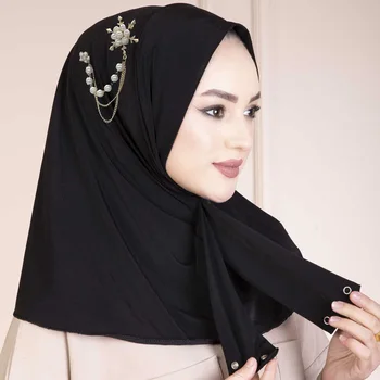 Ramadan Practic Gata Instant Hijab Eșarfă Șal Snap Casual Culoare Solidă Moda Femei Musulmane Eid Mubarak Noi Abaya Turban