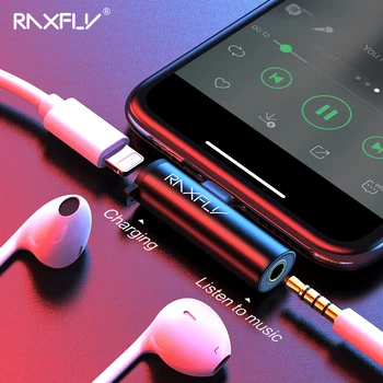 RAXFLY 2 in 1 Adaptor Audio Pentru iPhone 7 8 Plus X XS Max XR Splitter Converter 3.5 mm Jack pentru Căști Conector pentru Căști de Încărcare