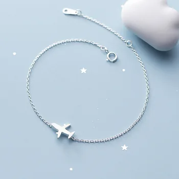 Real. 925 de Bijuterii de Argint Mat Avion avion Avion lanț brățară reglabil Farmecul argint pentru Fete Femeie