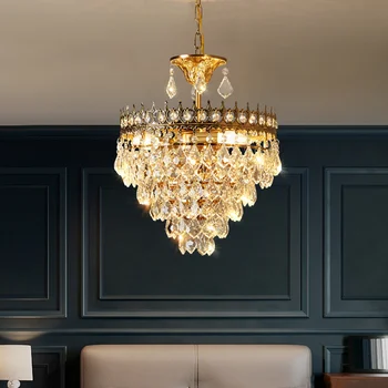 Retro Cristal franceză Pandantiv Lampă Living Dinning Room Decor pentru Acasă Suspensie Lumina Noptiera Hotel Foaier, Hol Lampă de Agățat