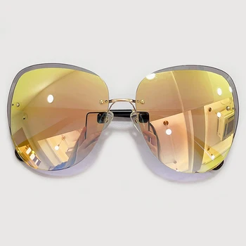 Retro Neregulate ochelari de Soare pentru Femei Brand Designer de Lux Supradimensionate fără ramă Rotund Ochelari de Soare UV400 Ochelari