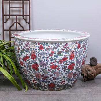 Retro Plantat Ghivece Vintage Flori Colorate Floare de Ghiveci de Ceramica Ceramica Acvariu Chineză Plantat 25cm Ghivece pentru Plante Castron
