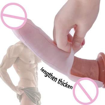 Reutilizabile Penis artificial Penis Sleeve Comdom Extender de sex Masculin Extindere Prezervative de Cauciuc Dick sex Masculin Penis Extender Penis Enhancer pentru Bărbați