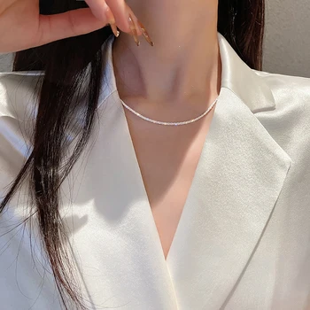 RO Epocă Multi-strat Spumant Lanț Cravată Colier Pentru Femei de Culoare de Argint Colier Moda Lanț Subțire Pandantiv Bijuterii Cadou